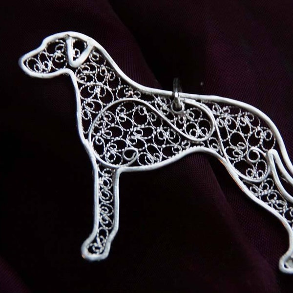 Rhodesian Ridgeback Anhänger Sterling Silber Pin Hund filligree