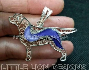 Labrador Retriever sterling silver necklace, brooch,dog,pendant,pin, filigree,parent pet gift,show dog