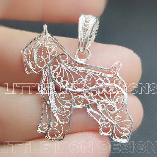 Épingle Bouvier des Flandres en argent sterling avec tourmalines/(cadeau en émail pour chien d'exposition en filigrane or)