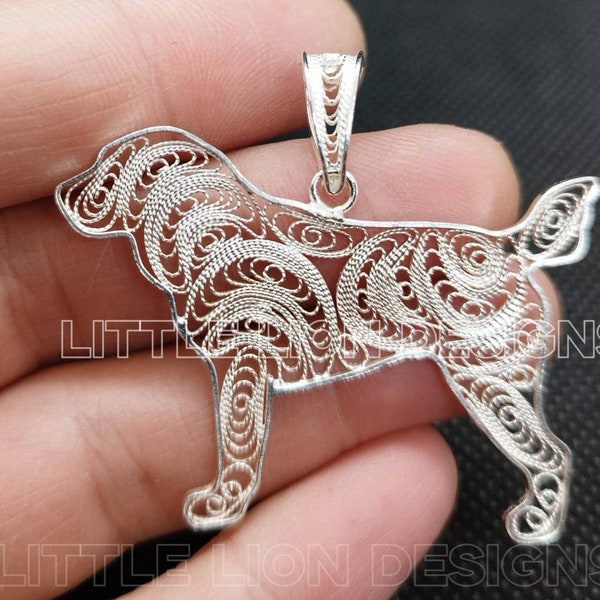 Central Asian Shepherd sterling silver pendant (/pin necklace filigree dog art show akc)/