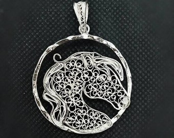 Horse sterling silver brooch,pendant,equine,horse head jewelry, horse art, equine jewelr