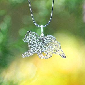 Samoyed - MADE TO ORDER 2-3 weeks - sterling silver pendant //necklace,pin,brooch,filigree art collectible,lapinkoira lapphund //