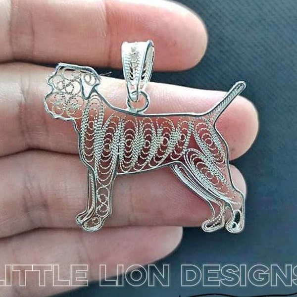 Pendentif border terrier, broche border terrier, bijoux border terrier, border terrier argent, petit dessin de lion, cadeau parent animal de compagnie