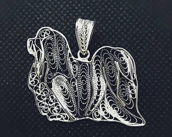 Havanese pendant, havanese brooch, havanese jewelry, havanese silver, little lion design, pet parent gift,show havanese, havanese gift.