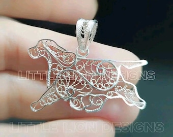 English Cocker Spaniel- MADE TO ORDER 2-3 weeks-sterling silver pin (/pendant necklace gold filigree dog gift show art)/
