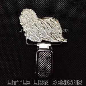 Joias de algodão de tulear, pingente de algodão de tulear, broche de algodão de tulear, prata esterlina, design de pequeno leão