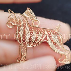 Boxer dog sterling silver pendant //necklace,pin,brooch,filigree art collectible