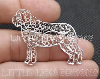 English Mastiff sterling silver brooch or pendant , English mastiff earrings (keywords: necklace dog brooch filigree art jewelery)/