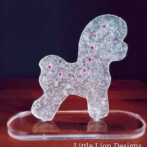 Bichon Frise figurine with zirkons (home decor gift dog gift show little lion design)/