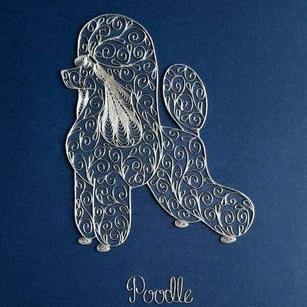 Poodle picture, poodle art, filigree, collectible , little Lion Design
