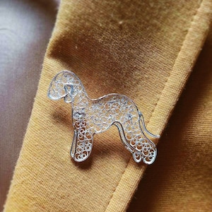 Bedlington Terrier Jewelry In Glossy Oval 14K Gold Or Sterling Silver Bedlington Terrier In - Foto 6