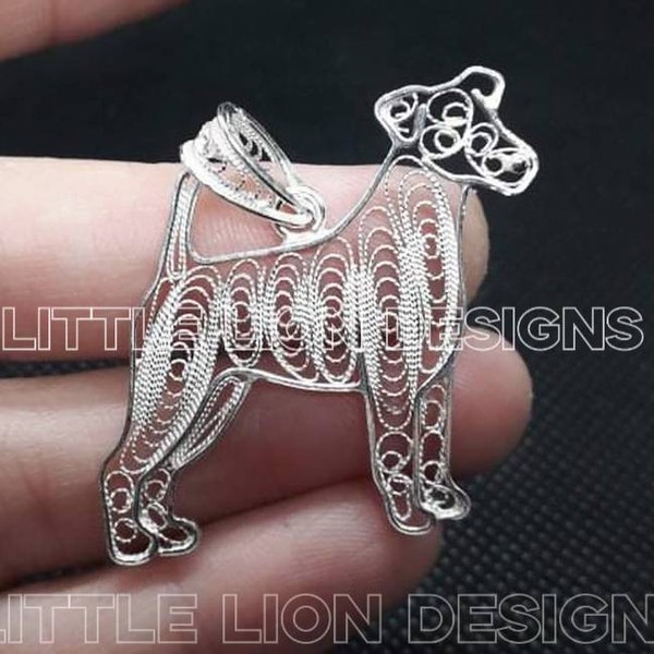 Épingle en argent sterling Fox Terrier lisse sur commande de 2 à 3 semaines (/collier pendentif en filigrane d'or cadeau chien)/