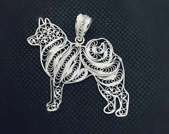 Norwegian Elkhound/Buhund-MADE TO ORDER 2-3 weeks-sterling silver pendant(little Lion Design, elkhound brooch,elkhound,Buhund brooch,buhund)