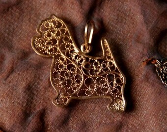 West Highland White Terrier sieraden, Westie hanger, West Highland White Terrier broche, sterling zilver, kleine leeuw ontwerp