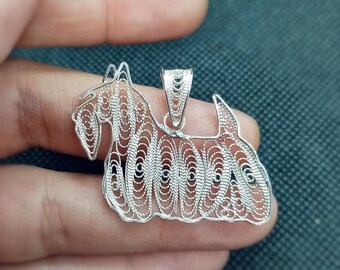 MADE TO ORDER 2-3 weeks-Scottish Terrier sterling silver jewelry(pendant brooch arm-band holder) little lion design