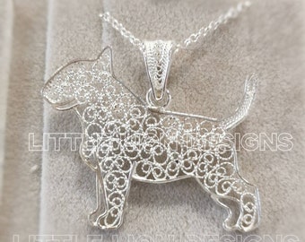 Bullterrier terrier jewelry, bullterrier pendant, bullterrier brooch, dog filligree, little lion design,dog breed jewelry