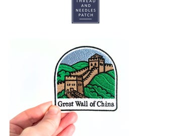 Wall of China Patch, Travel Souvenir Embroidered Badge, 3" Iron-On