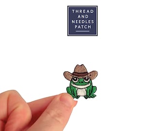 Cowboy Frog Embroidered Iron On Patch, Western Applique
