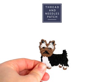 Yorkshire Terrier Embroidered Patch, Yorkie Dog Iron On Applique