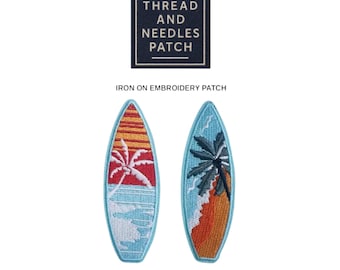 3" Surfboard Iron On Patch Set, Tropical Palm Tree badge, Summer Applique for accessories