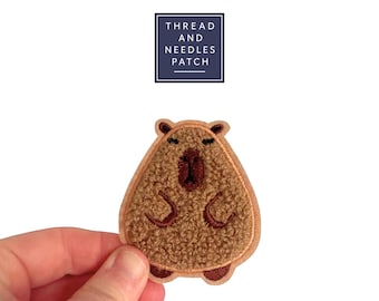 Capybara Iron-On Patch, Kawaii Embroidered Animal Patch