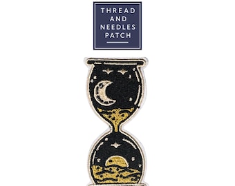 Hourglass Embroidered Patch: Mystical Sun & Moon Badge