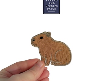 3" Capybara Iron On Patch,  Embroidered Animal Badge, acket Backpack Hat Patch