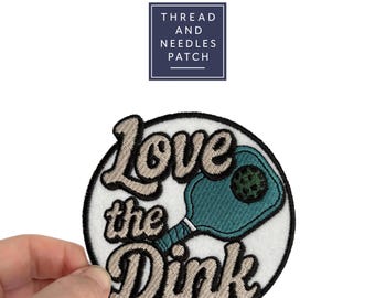 Pickleball Embroidered Patch: Love the Dink Iron-On Applique (3.5 inch)