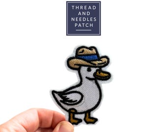 Western cowboy duck embroidery patch, iron on animal design for clothing accessories and gifts
