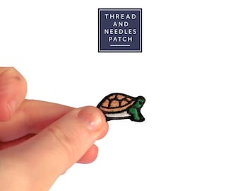 3 Mini Turtle Embroidered Patches, Sea Animal Iron On Badge, Ocean Lover Applique