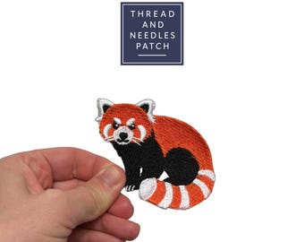 Red Panda Embroidered Iron-On Patch: Woodland Animal Badge
