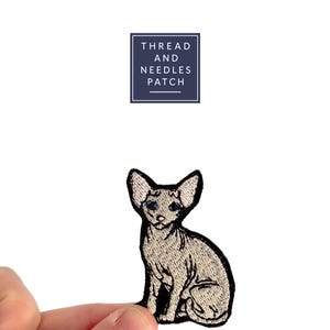 Sphynx Katze Aufnäher, Gestickte haarlose Katze Abzeichen, Einzigartiger Sphynx Patch für Jacken, Taschen & Kunsthandwerk, Geschenkideen für Katzenliebhaber
