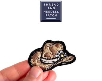 Embroidered Floral Cowboy Hat Iron On Patch: Western Cowgirl Badge
