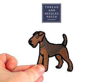 Airedale Terrier Embroidered Patch, Dog Breed Iron On Badge