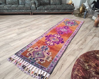 Turkish Rug Organic Rug Herki Rug 2.7x12.1 ft Hallway Rug Antique Rug Oriental Rug Code 8674 Vintage Rug Runner Rug Kitchen Rug