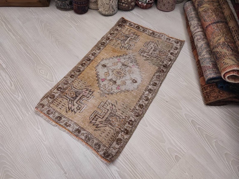 Small Vintage Rug Small Oriental Rug Small Turkish Rug Small Entry Rug Bathroom Rug Small Handmade Rug Orange Small Rug 1.6 x 2.8 ft
