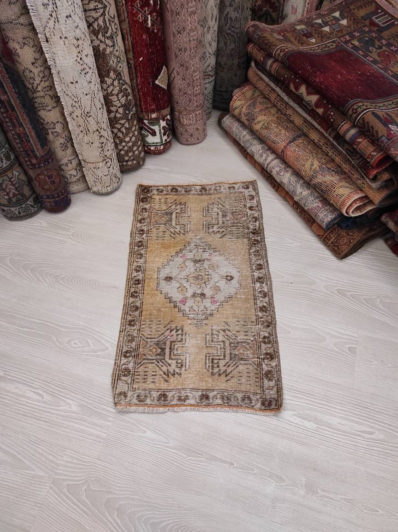 Small Vintage Rug Small Oriental Rug Small Turkish Rug Small Entry Rug Bathroom Rug Small Handmade Rug Orange Small Rug 1.6 x 2.8 ft
