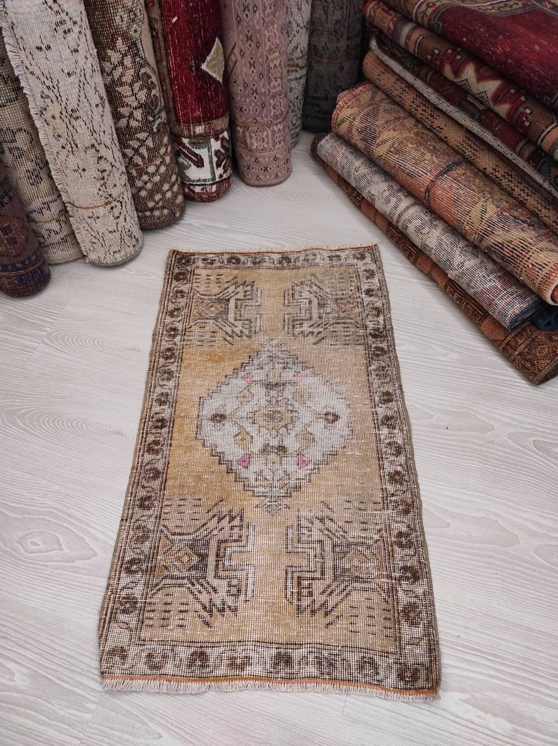 Small Vintage Rug Small Oriental Rug Small Turkish Rug Small Entry Rug Bathroom Rug Small Handmade Rug Orange Small Rug 1.6 x 2.8 ft