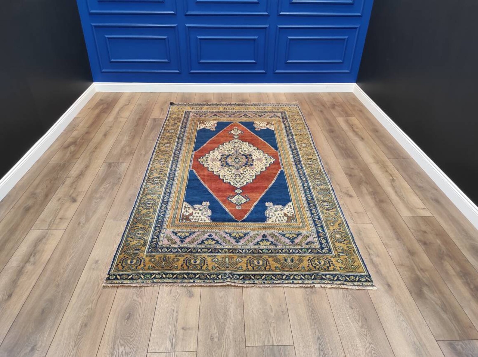 Großer Türkischer Teppich Blauer Teppich Großer Oushak | Etsy