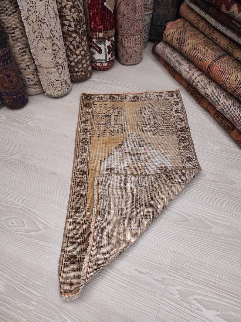 Small Vintage Rug Small Oriental Rug Small Turkish Rug Small Entry Rug Bathroom Rug Small Handmade Rug Orange Small Rug 1.6 x 2.8 ft