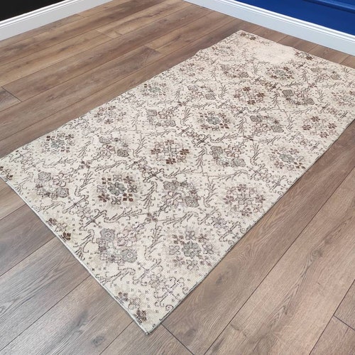 Beige Turkish Rug, Turkish Area Rug, Bohemian Rug, Vintage Turkish Rug, shops Handmade Area Rug, Area Rug, Hallway Rug, Home Desing, 3.8 x 6.9 ft