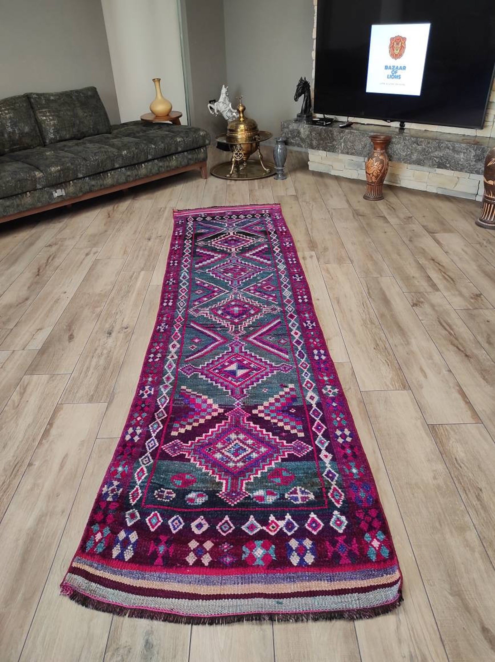 Purple Runner Rug Kitchen Rug Entry Rug Oushak Runner Rug Etsy