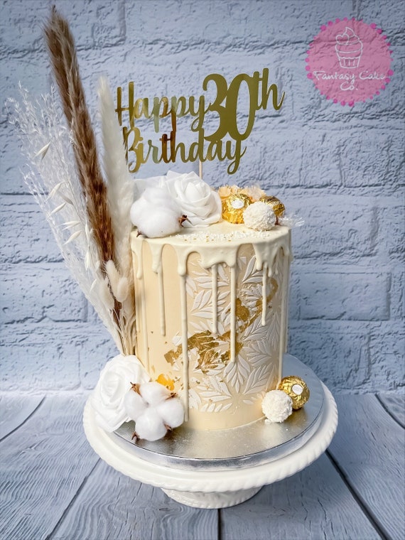 Happy Birthday Cake Stencil, Cake Stencil, Reusable 7 - 3/4 Inch or