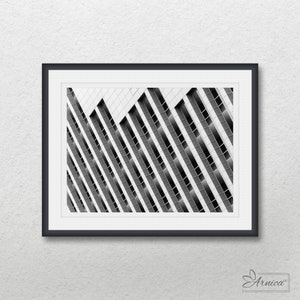 Building facade, Black and white architecture photography, Printable home wall art, Instant digital download, City art, Graphic print