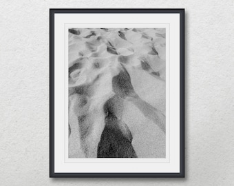 Black and white sea sand photography, Texture printable home wall decor, Modern art prints, Download nature poster, Seashore sand, Fine art