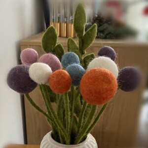 13 felt flowers LAVENDER HEATHER - felt flowers bouquet - fair trade - handmade