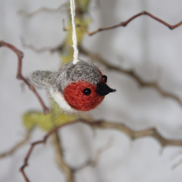 3er Set kleine Rotkehlchen-/Vögelchen Anhänger aus Filz, Filzdeko Frühling / Ostern / Weihnachts-Deko, fair trade