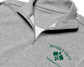 Pickleball Club Embroidered Fleece Quarter Zip, Pullover, Women Men Apparel, Unique Gift for Her or Him, Pickleball Lover