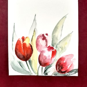 Carte aquarelle tulipes