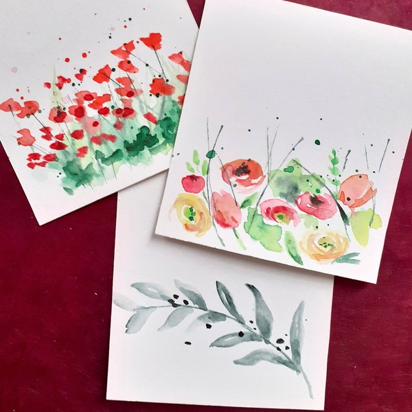 Cartes simples aquarelles originales fleurs